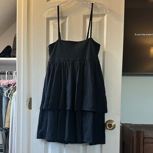 Free People Black Tiered Dress. Dress in yellow shown for fit.